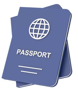 Pasaport. Seyahat belgesi. 3B illüstrasyon.