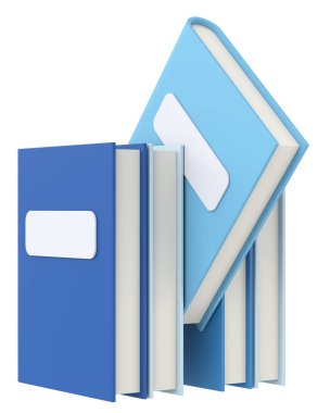 Üç boyutlu kitap. Not defteri. 3B illüstrasyon.