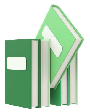 Üç boyutlu kitap. Not defteri. 3B illüstrasyon.