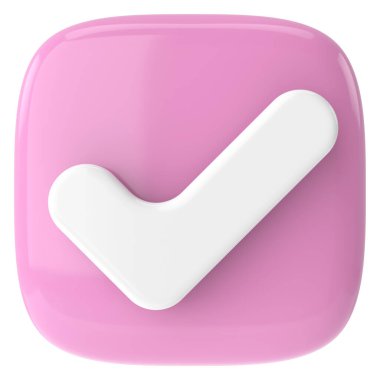 3 boyutlu onay kutusu. İşaretle. 3B illüstrasyon.