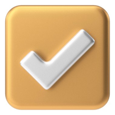 Kutu simgesini işaretle. Üç boyutlu kontrol listesi. 3B illüstrasyon.