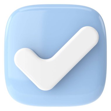 3 boyutlu onay kutusu. İşaretle. 3B illüstrasyon.