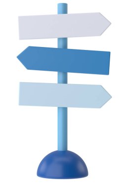 Yön tabelası. Üç boyutlu tabela. 3B illüstrasyon.