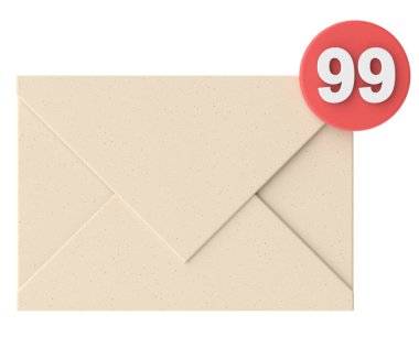 3 boyutlu e-posta simgesi. 3B illüstrasyon.