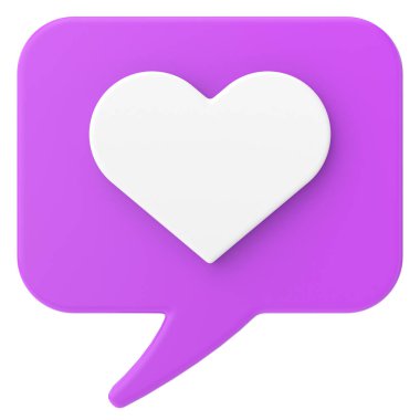 3 boyutlu aşk ikonu. Sevgililer Günü süsü. 3B illüstrasyon.