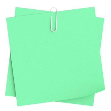 Raptiyeli not kağıdı. 3B illüstrasyon.