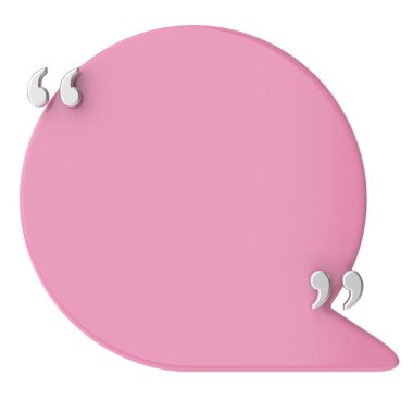 Çift tırnak içinde konuşma balonu. 3B illüstrasyon.