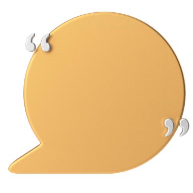 Çift tırnak içinde konuşma balonu. 3B illüstrasyon.