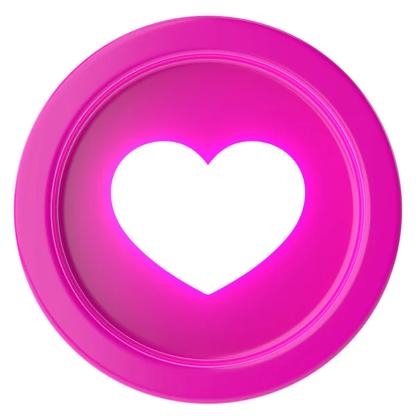 愛ボタン ハートアイコン 3Dイラスト — ストック写真