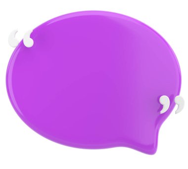 Çift tırnak içinde konuşma balonu. 3B illüstrasyon.