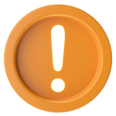 Uyarı işareti. Ünlem işareti. 3B illüstrasyon.