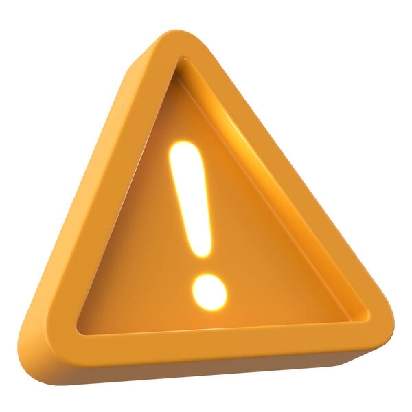 Тревожный знак. Восклицательный знак. 3D иллюстрация.