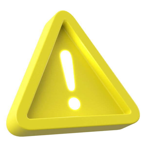 Тревожный знак. Восклицательный знак. 3D иллюстрация.