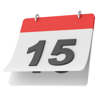 15 'inde. Ayın on beşinci günü. Takvim. 3B illüstrasyon.