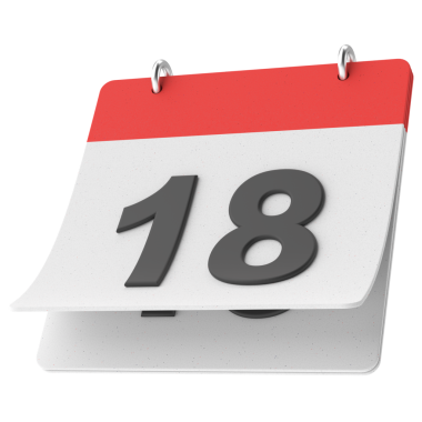 18 'inde. Ayın on sekizinci günü. Takvim. 3B illüstrasyon.