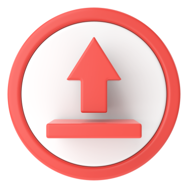 Gönderme düğmesi. Simgeyi yükle. 3B illüstrasyon.