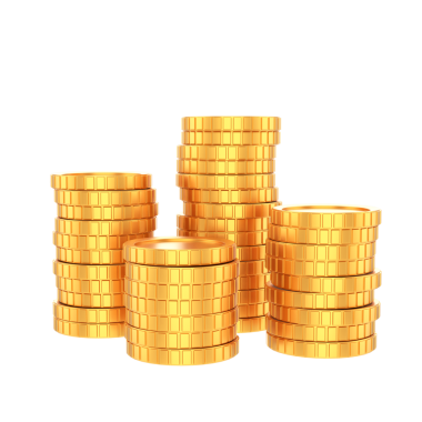 altın sikke yığını. 3D çizim.