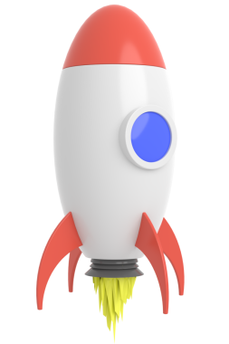 Roket 3 boyutlu model. 3B illüstrasyon.