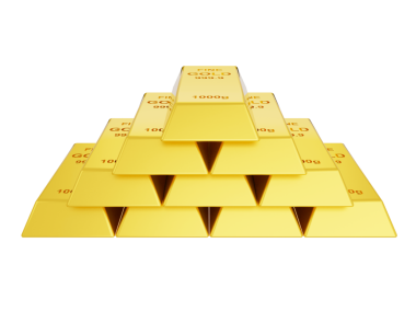 Altın külçeleri itiraz. 3B resim.