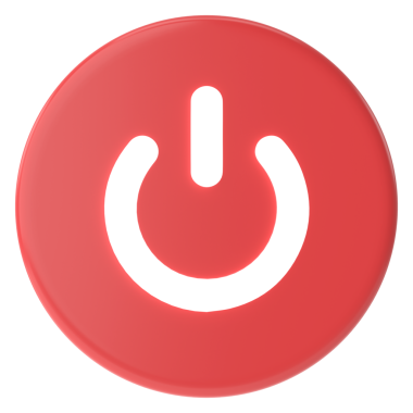 Üç boyutlu güç düğmesi. 3B illüstrasyon.