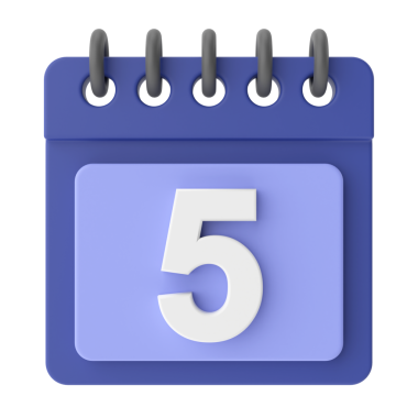 Beşinci. Ayın beşinci günü. 3B takvim simgesi.