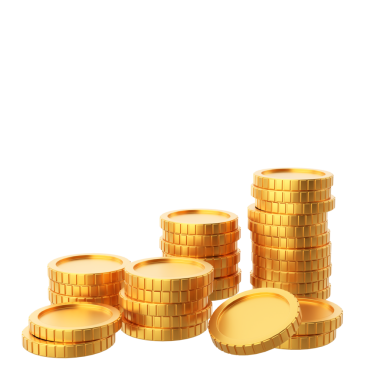 Altın para. Bozuk para yığını. 3B öge.