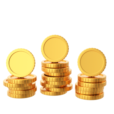 Altın para. Bozuk para yığını. 3B öge.