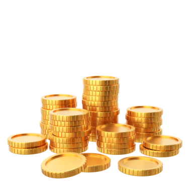 Altın para. Bozuk para yığını. 3B öge.