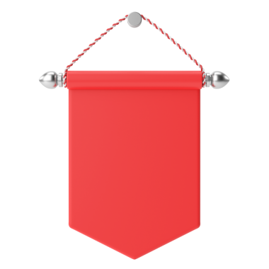 Üç boyutlu bayrak. Üç boyutlu etiket. 3B etiket.