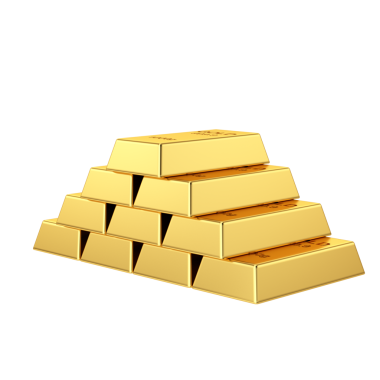 Altın külçeleri. 3B öge.