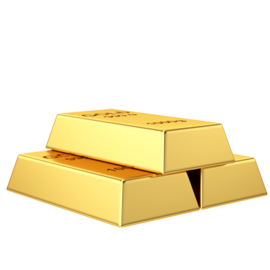 Altın külçeleri. 3B öge.