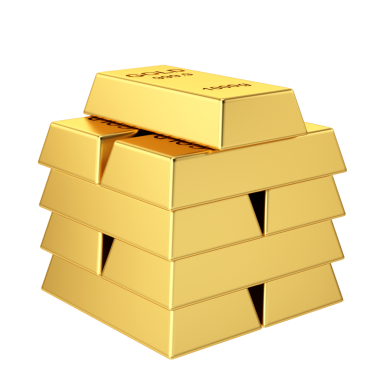 Altın külçeleri. 3B öge.