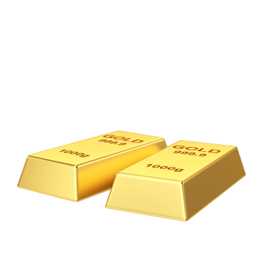 Altın külçeleri. 3B öge.