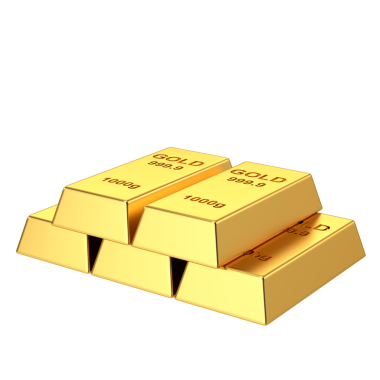 Altın külçeleri. 3B öge.