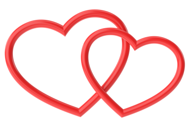 Çift kalp. Üç boyutlu kalp. Sevgililer günü kartı dekorasyonu.