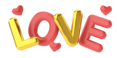 Üç boyutlu aşk. Sevgililer Günü dekorasyonu.