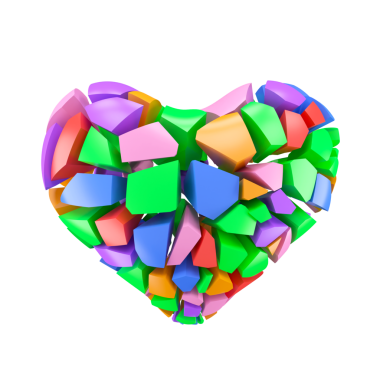 Üç boyutlu kırık kalp. 3B öge.