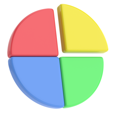 Üç boyutlu pasta grafiği. 3B illüstrasyon.