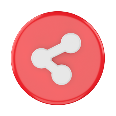 3 boyutlu paylaşım simgesi. Paylaş düğmesi. 3B öge.