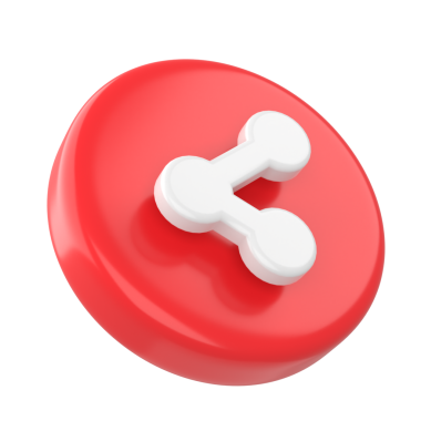 3 boyutlu paylaşım simgesi. Paylaş düğmesi. 3B öge.