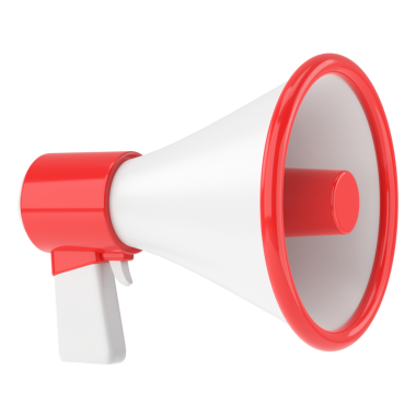 Megafon. Üç boyutlu megafon. 3B illüstrasyon.