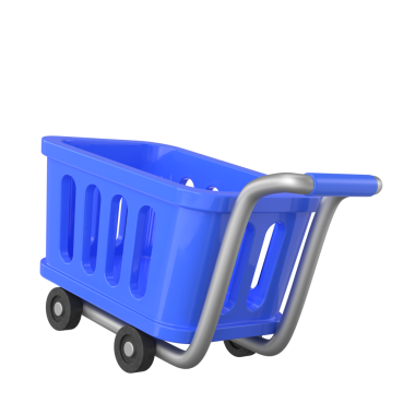 Alışveriş arabası. Alışveriş sepeti. 3B öge.