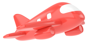 Uçak 3D. Seyahat elemanı. 3B illüstrasyon.