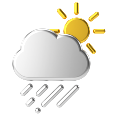 Yağmurlu. Üç boyutlu hava durumu ikonu. Üç boyutlu iklim simgesi. 3B öge.