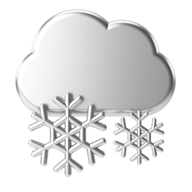 Karlı. Üç boyutlu hava durumu ikonu. Üç boyutlu iklim simgesi. 3B öge.