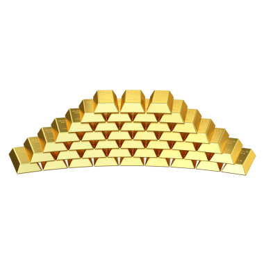 Altın külçeleri. 3B öge.