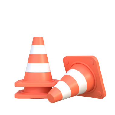 Üç boyutlu trafik konisi. 3B illüstrasyon.