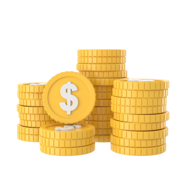 Bozuk para yığını. 3B öge.