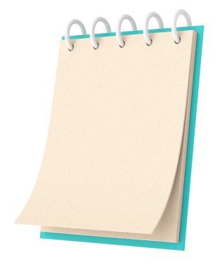 Boş not kağıdı. 3B illüstrasyon.