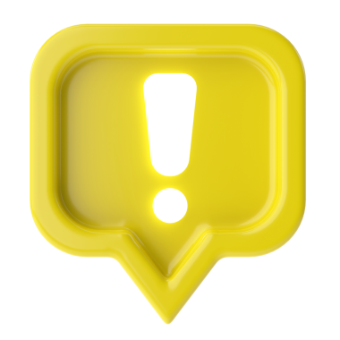 Uyarı işareti. Ünlem işareti. 3B illüstrasyon.